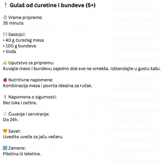 Knjige "Recepti za bebe" - uzrast od 5 do 12+ meseci